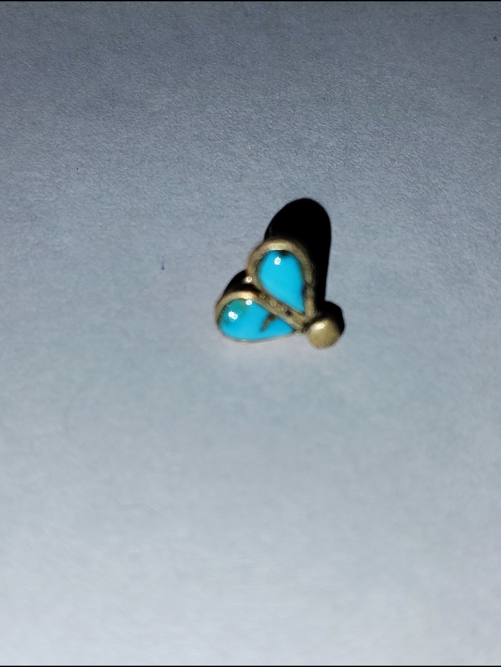 Single 925 Sterling Silver Turquoise Heart Stud Earring Cute Minimalist
